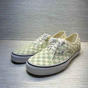 Vans Authentic Checkerboard Low Top Skate Shoes Men Size 11 Mint Green White
